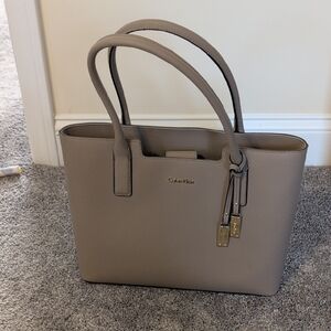 Calvin Klein Tan Tote Bag with Structured Design